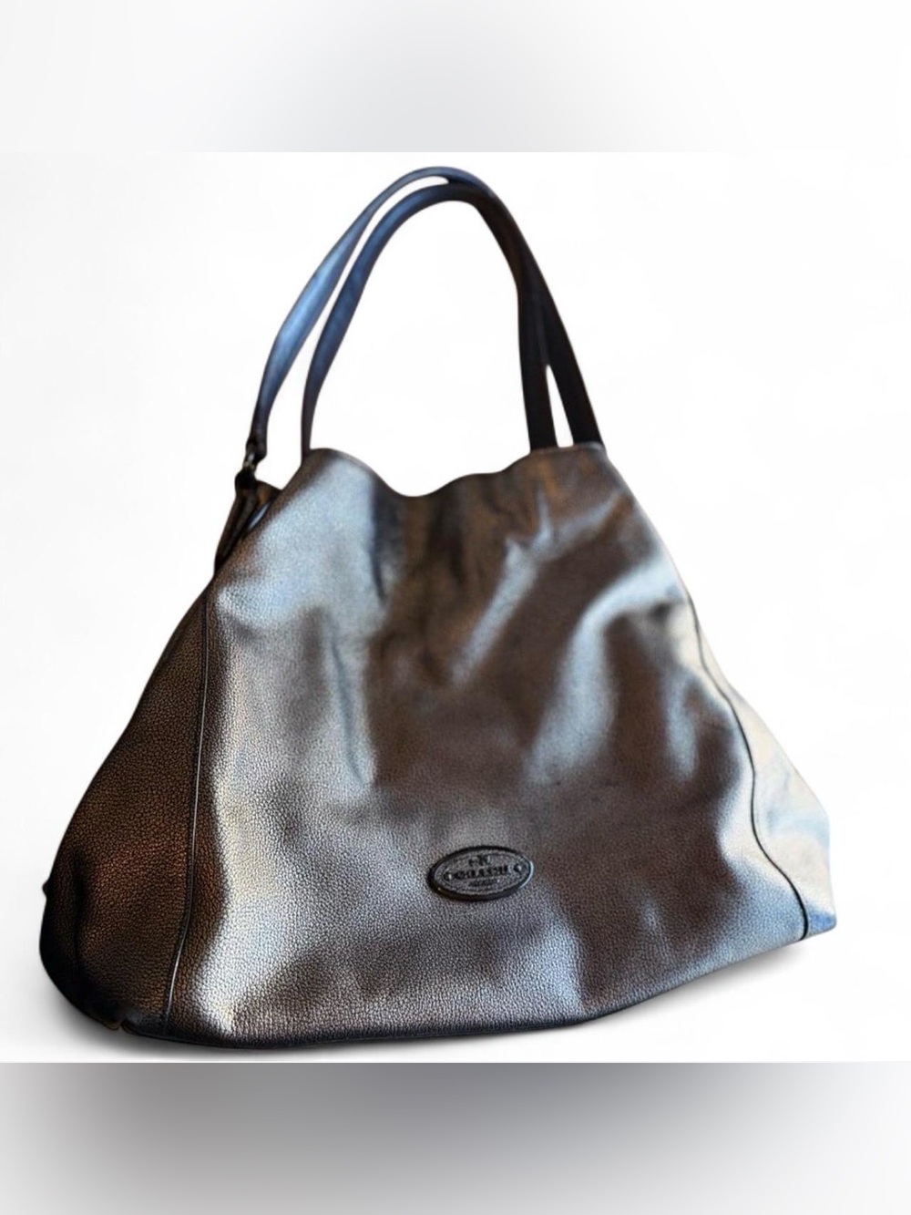 Coach Edie 31 Metallic Gunmetal Pebbled Leather Shoulder Bag 33520 - Picture 3 of 10
